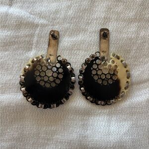 Tribal boho sterling and bone handmade earrings stud back round